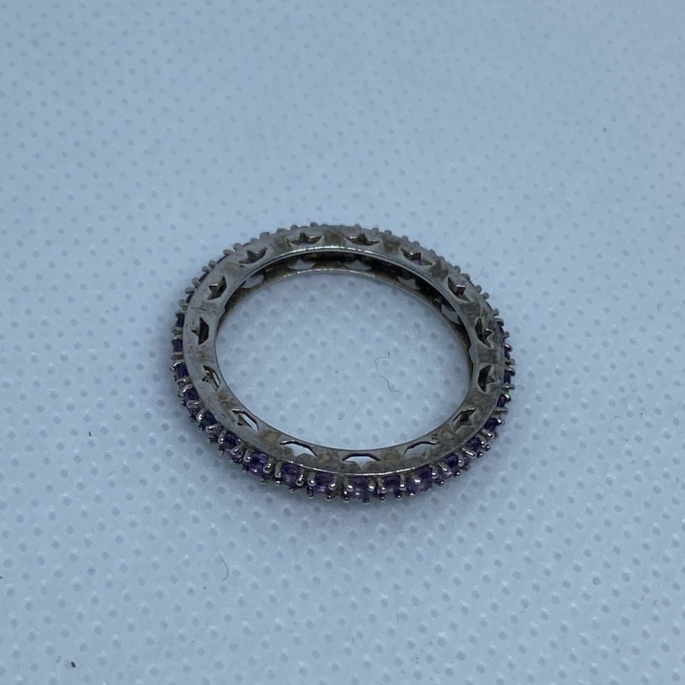 Amethyst Stackable Ring, Sterling Silver, Size 8 - image 3